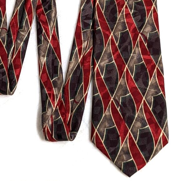 Vintage Men's 100% Silk Abstract Print Tie by Status - Picture 8 of 14